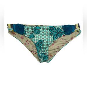 Maaji Reversible Floral Bikini Bottom With Ruched‎ Lace Size M
